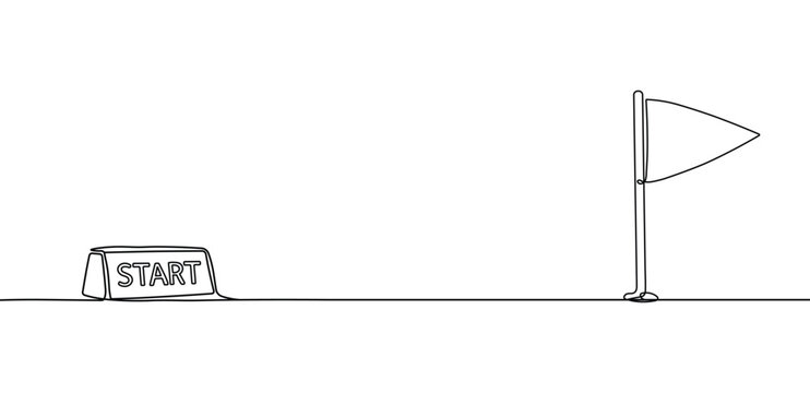 Start block finish flag marking progress journey minimal line art graphic illustration simple design