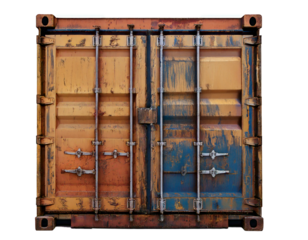 Old weathered Shipping container isolated on transparent or white background