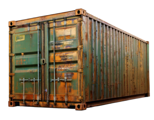 Old weathered Shipping container isolated on transparent or white background