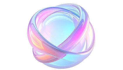 Abstract iridescent looping ribbons. A glossy, intertwined design element