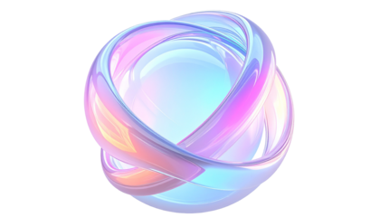 Abstract iridescent looping ribbons. A glossy, intertwined design element