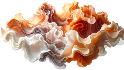 Abstract flowing form with translucent, warm tones, and dynamic movement