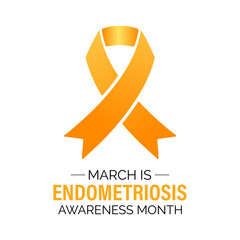 Vector illustration of Endometriosis awareness month is celebrated every year in March. A minimal uterus and Realistic ribbon symbol. A painful, longterm disorder affecting pelvic health banner design