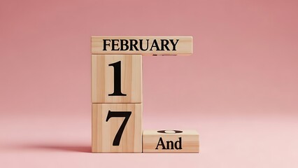 Displaying february 17 on wooden blocks