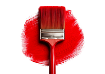 Red paint brush isolated on transparent or white background