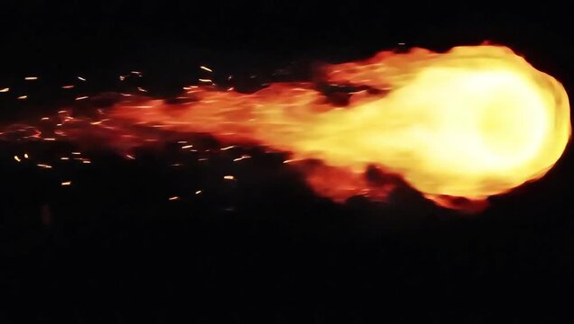 A video of a bright fireball exploding in the dark night sky