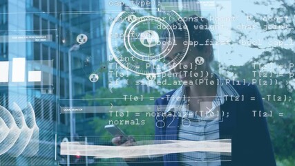 Animation of globe and data processing over caucasian businesswoman using smartphone - Powered by Adobe