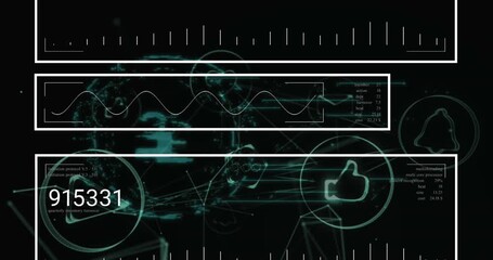 Animation of data processing and mathematical equations over screens - Powered by Adobe
