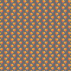 Simple floral borders Abstract yellow and orange flowers on a gray background Fabric print Textile Wrapping paper