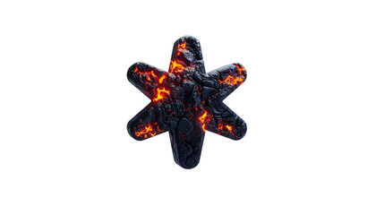 A six-pointed lava-filled star glowing amidst a black backdrop