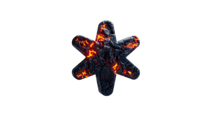 A six-pointed lava-filled star glowing amidst a black backdrop