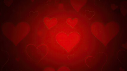 Romantic red hearts glowing on dark background for Valentine's Day
