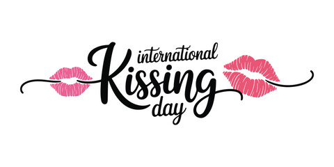 International Kissing Day celebration with pink lipstick marks