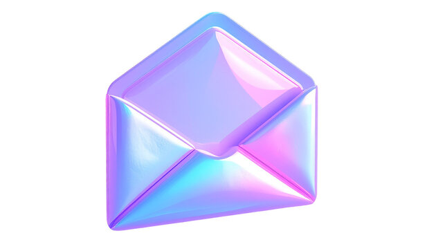 Iridescent open envelope illustration on black background - Powered by Adobe