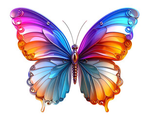 Vivid butterfly with symmetrical wings of dazzling colors on black