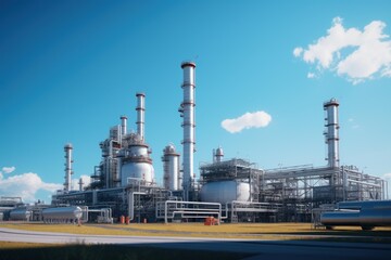 Obraz premium Industrial oil refinery complex processing crude oil for energy production