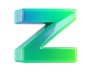 Glossy, gradient green-blue letter "Z" against a black background