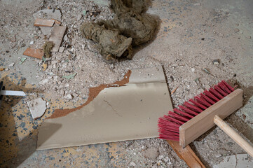 Damage and debris after renovation