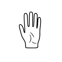 Obraz premium single, white line drawing hand profile palm facing upwards. | Clean, isolated vector art for creative projects.