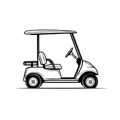 Golf Cart: Vintage Ride Black White | Clean, isolated vector art for creative projects.
