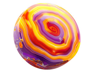 Spherical abstract, banded layers of vibrant colors, smooth glossy surface