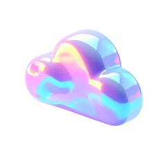 Iridescent, glossy cloud floating on a black background