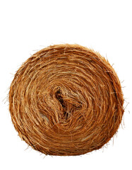 Selective focus hay bale isolated on transparent or white background