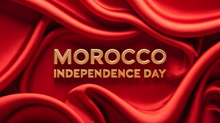 Morocco Independence Day celebration with elegant red silk fabric background