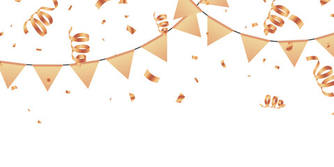 Fototapeta premium Vector illustration of a luxurious gold party flag background for celebrations.