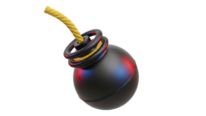 3D Cartoon Bomb with Yellow Fuse