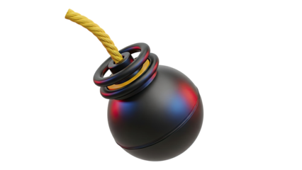 3D Cartoon Bomb with Yellow Fuse