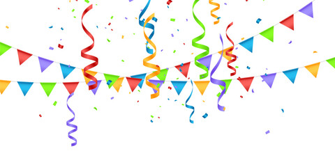 Plakat Colorful party flags background vector illustration for celebration.