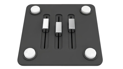 3D Rendering of a Modern Audio Mixer Control Panel with Faders and Knobs