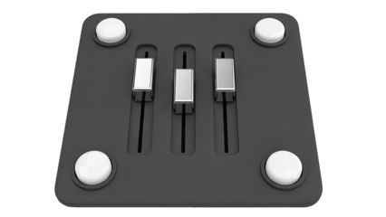 3D Rendering of a Modern Audio Mixer Control Panel with Faders and Knobs
