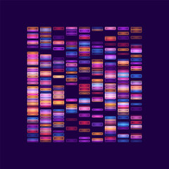 Genomic data visualization. Abstract DNA sequencing and genome mapping graphics. Scientific concept for medical research, biotechnology, and genetic testing. Vector illustration.