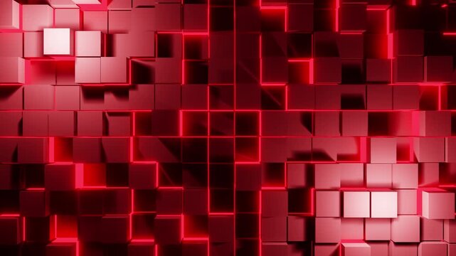 Steel red lighted neon cubes lights VJ loop background animation