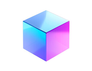 Iridescent geometric cube with smooth gradients on black background