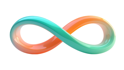 3D-rendered infinity symbol with gradient colors on black background