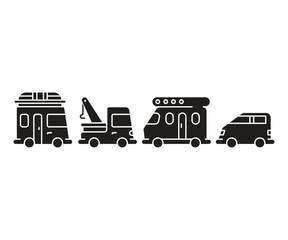 van and tow truck icons set