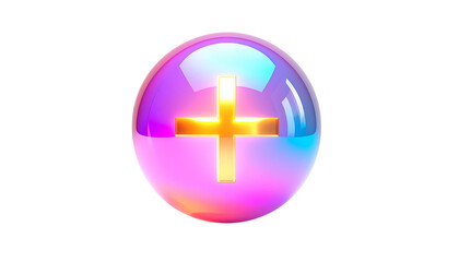 Obraz premium A glowing, glossy orb with a golden cross on a black background