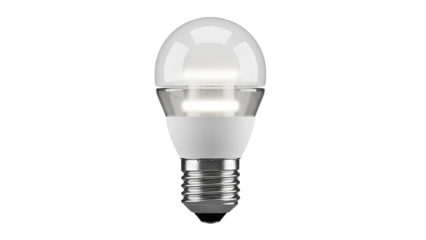 Modern LED Light Bulb with Clear Glass Dome and White Base