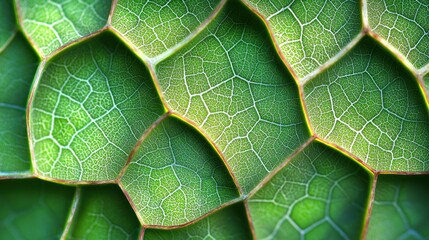 Close-up of vibrant green leaf's intricate vein pattern.