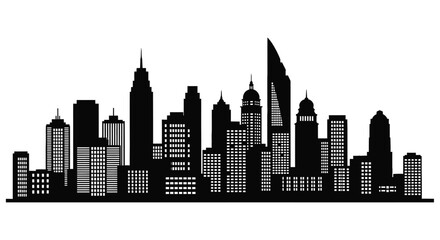 Modern city skyline in black and white a striking urban silhouette © Rita