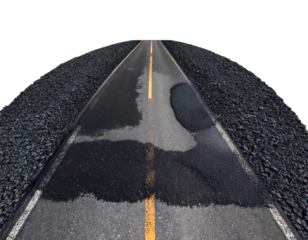 Top view asphalt road isolated on transparent or white background
