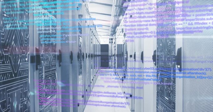 Animation of data processing against microprocessor connections over computer server room