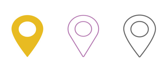 Map pin icon. location pin place marker. Location icon. Map marker pointer icon set. GPS location symbol collection.