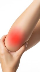 Injured Elbow with Red Bruise on Fair Skin Isolated on White Background