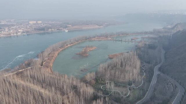 Sanmenxia Yellow River Park Aerial View - China Landscape