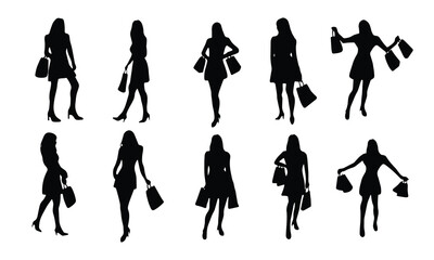 Fashion Shopping Women Silhouette Vector Illustration
