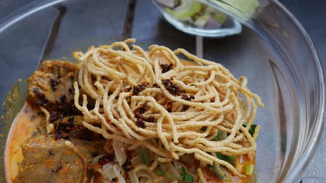 Khao Soi Beef Northern Thai Curry Noodle Soup Braised Beef Crispy Fried Noodles